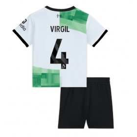 Liverpool Virgil van Dijk #4 Borta Kläder Barn 2023-24 Kortärmad (+ Korta byxor)
